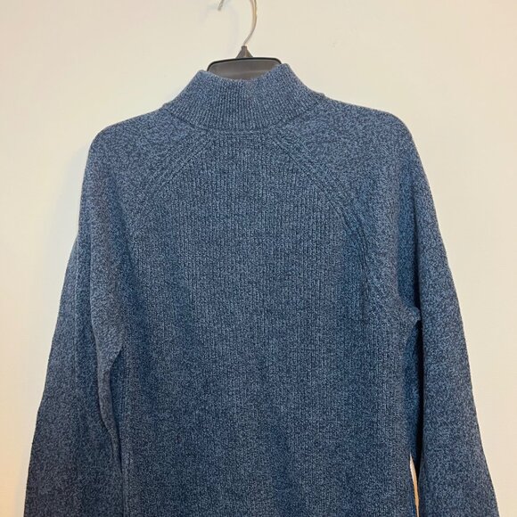 GAP Men Blue Marled Knit Mock Neck 3 Button Sweater Size M - Picture 4 of 9